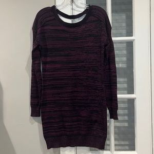 Maroon/ Deep Purple and Black Sweater Dress